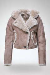 Ida - Steinfarbene Lammfelljacke
