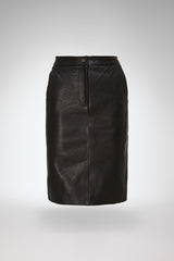 Mona - Black Leather Skirt