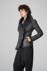 VSP - Adila - Clotho Anthracite Silky Shearling Jacket