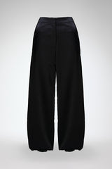 Nina - Schwarze Satin-Wollhose