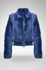 Thora - Blaue Lammfelljacke