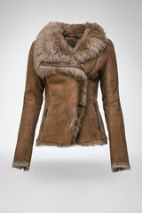 Adila - Olivgrüne Lammfelljacke