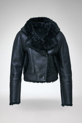 Ida - Schwarze Lammfelljacke