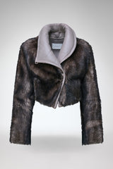 Ashley - Graue Lammfelljacke