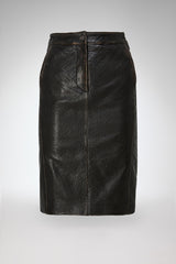 Mona - Dark Brown Leather Skirt