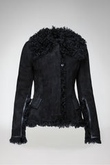 Rita - Schwarze Lammfelljacke