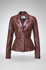 Catarina - Dunkelbraune Lederjacke