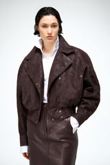 Clara - Dunkel Bordeaux Lederjacke