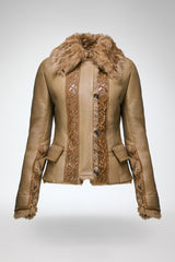 Estela - Kamelbraune Lammfelljacke