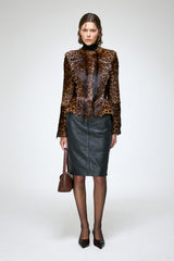 Anna - Dunkelbraune Lammfelljacke