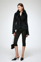 Estela - Schwarze Lammfelljacke