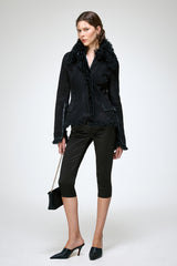 Rita - Schwarze Lammfelljacke