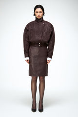 Clara - Dunkel Bordeaux Lederjacke