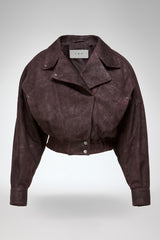 Clara - Dunkel Bordeaux Lederjacke
