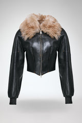 Leonor - Dunkelbraune Lederjacke