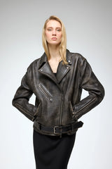 VSP - Marielle -Brown Anthracite Leather Jacket