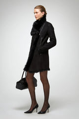 VSP - Kristell - Toscana Black Suede Shearling Coat
