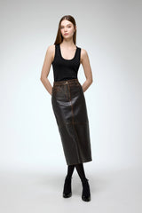 VSP - Fanny - Brown Leather Skirt