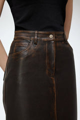 VSP - Fanny - Brown Leather Skirt