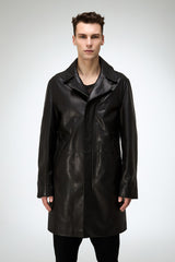 Tony - Black Leather Coat
