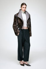 Ashley - Graue Lammfelljacke