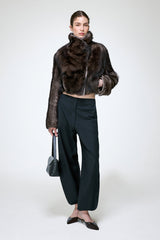 Ashley - Graue Lammfelljacke