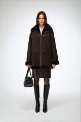 Dina - Dark Brown Shearling Coat