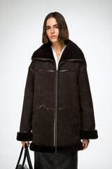 Dina - Dark Brown Shearling Coat