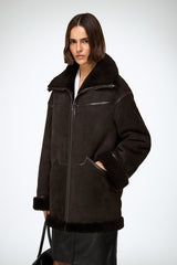 Dina - Dark Brown Shearling Coat