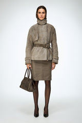 Elda - Grey Leather Jacket