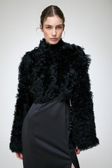 Ella - Schwarze Lammfelljacke
