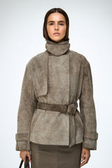 Elda - Grey Leather Jacket