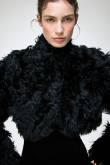 Ella - Schwarze Lammfelljacke