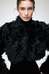Ella - Schwarze Lammfelljacke