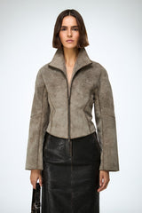 Serra - Grey Leather Jacket