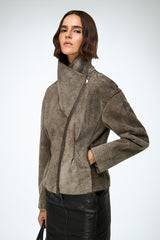 Briana - Grey Leather Jacket