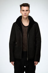 Bastien - Black Suede Shearling Jacket