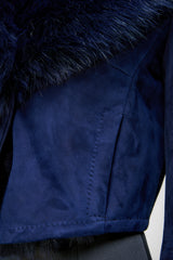 Yva - Blaue Lammfelljacke