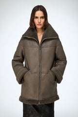 VSP - Dina - Stone Shearling Coat