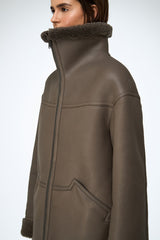 Dina - Stone Shearling Coat