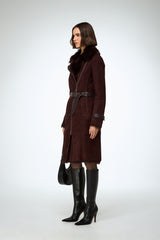Lyza - Cherry Shearling Coat