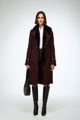 Lyza - Cherry Shearling Coat