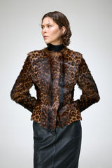 Anna - Dunkelbraune Lammfelljacke