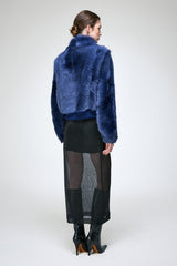 Thora - Blaue Lammfelljacke