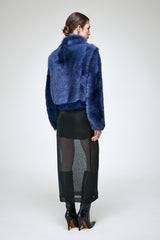 Thora - Blaue Lammfelljacke