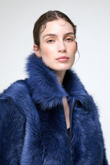 Thora - Blaue Lammfelljacke