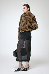 Thora - Dunkelbraune Lammfelljacke