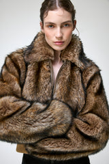 Thora - Dunkelbraune Lammfelljacke