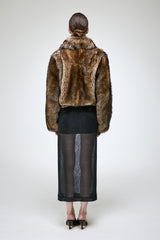 Thora - Dunkelbraune Lammfelljacke