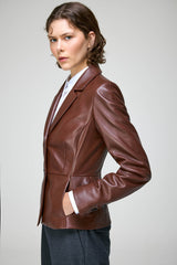 Catarina - Dunkelbraune Lederjacke